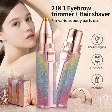 2-in-1 Eyebrow Trimmer & Facial Hair Remover for Women – Portable Electric Shaper